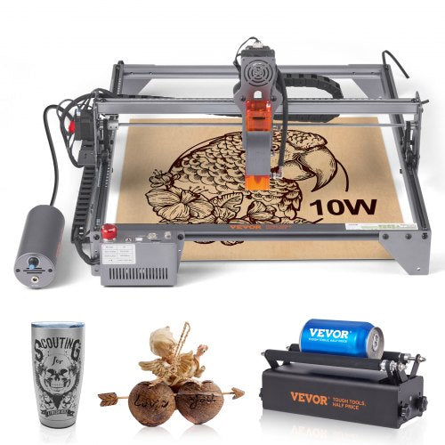 VEVOR Laser Engraver, 10W Output Laser Engraving Machine, 15.7" x 15.7" Large Working Area, 10000mm/min Movement Speed, Compressed Spot with Rotary Roller, Laser Cutter for Wood, Certain Metal - KZXS10W4140CMBA57V1 - view 1