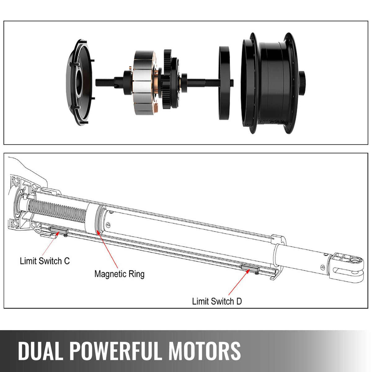 VEVOR Dual Swing Gate Opener Heavy Duty Automatic Gate Opener Up to 660lbs & 18ft Long Gate AC Powered 50W Automatic Gate Openers with Remote Complete Kit Push/Pull-to-Open Dual Gate Opener 16mm/s - LBKMJ660B2G110201V1 - view 2
