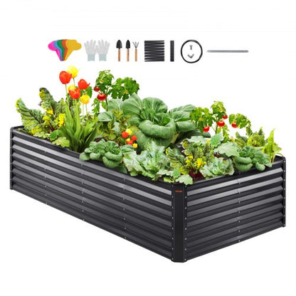 VEVOR Raised Garden Bed, 8 x 4 x 2 ft Galvanized Metal Planter Box, Outdoor Planting Boxes with Open Base, for Growing Flowers/Vegetables/Herbs in Backyard/Garden/Patio/Balcony, - LDSJSZZCTSH94I35EV0 - view 1
