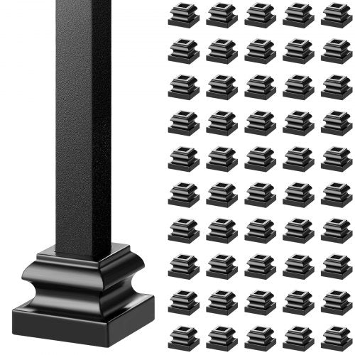 VEVOR Aluminum Alloy Baluster Shoes Stair Flat Shoe with Screw Holes for 1/2 Inch Square Scroll Basket Twist Knuckle Staircase Balusters Metal Spindle Railing, Satin Black (50 Pcs) - LGXZLHJPM50POOK8QV0 - view 1