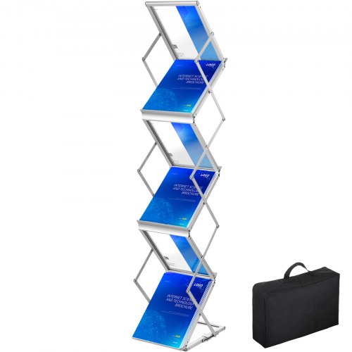 VEVOR Foldable Magazine Display Rack, 6 Pockets Pop-Up Brochure Display Stand, Double-Sided Display Catalog Literature Holder Stand, Portable with Carrying Bag for Office Trade - LHJJCZDSSM6A4NJPRV0 - view 1