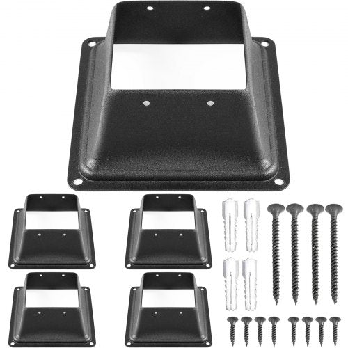 VEVOR Deck Post Base 5 PCS Post Base Skirt 4x4\" (Actual 3.38x3.38\") Post Support Flange 2.5LBS Deck Post Skirt Black Powder-Coated Decking Post Base with Thick Steel for Deck - LJJDZMZDZHS5PCS01V0 - view 1