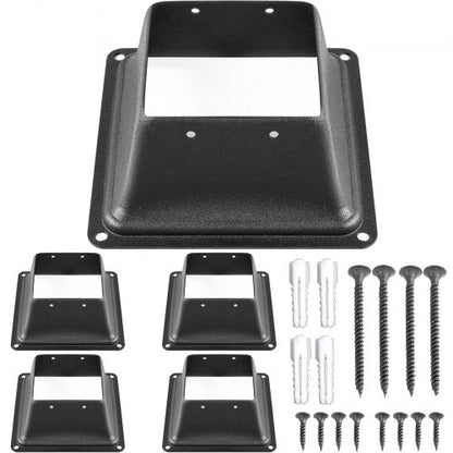 VEVOR Deck Post Base 5 PCS Post Base Skirt 4x4\" (Actual 3.38x3.38\") Post Support Flange 2.5LBS Deck Post Skirt Black Powder-Coated Decking Post Base with Thick Steel for Deck - LJJDZMZDZHS5PCS01V0 - view 1