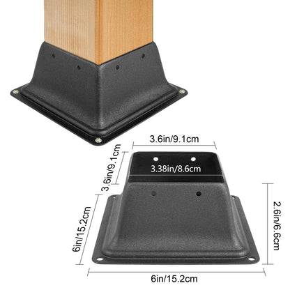 VEVOR Deck Post Base 5 PCS Post Base Skirt 4x4\" (Actual 3.38x3.38\") Post Support Flange 2.5LBS Deck Post Skirt Black Powder-Coated Decking Post Base with Thick Steel for Deck - LJJDZMZDZHS5PCS01V0 - view 3