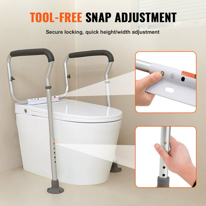 VEVOR Toilet Safety Rail, Bathroom Toilet Seat Frame, Adjustable Width & Height Fit Most Toilets, Supports 300lbs, Toilet Handles Grab Bars with Padded Armrests for Handicap, - LJLDSAQLG300LXDX1V0 - view 3