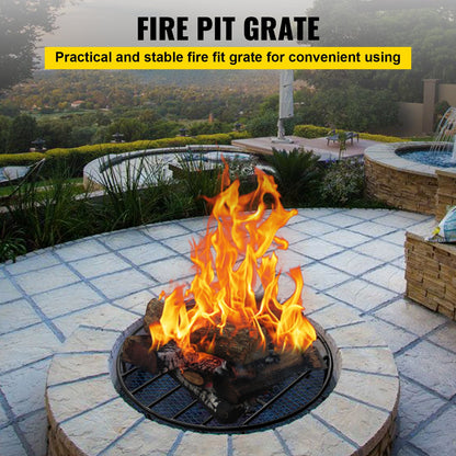 VEVOR Fire Pit Grate, Heavy Duty Iron Round Firewood Grate, Round Wood Fire Pit Grate 24", Firepit Grate with Black Paint, Fire Grate with 7 Removable Round Legs for Burning - LPYCYXYGDDJ24OH0GV0 - view 2