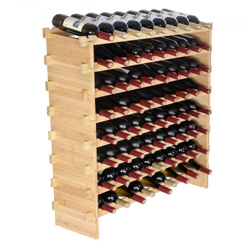 VEVOR 72 Bottle Stackable Modular Wine Rack, 8-Tier Solid Bamboo Wood Storage Racks, Floor Freestanding Wines Holder Display Shelf, Wobble-Free Shelves for Kitchen, Bar, and Cellar (Natural Color) - LSJJZZCPKD872TTK7V0 - view 1
