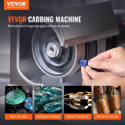 VEVOR Cabbing Machine, 6" 1/4HP 1800rpm Efficient, Lapidary Rock Grinder Polisher With Lamp & Water Pump, Gem Faceting Machine, Rock Grinding Machine for Gem Jade Stone, Create Cabochons for Necklaces - LSPGJGJGSLGSZGZTPV1 - view 2
