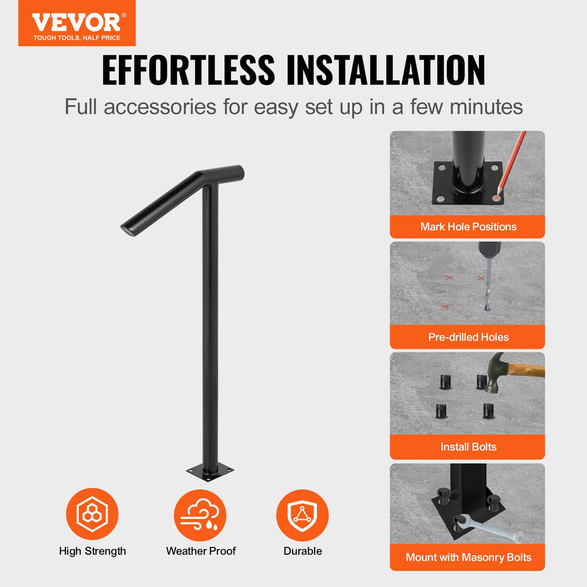 VEVOR Outdoor column stair handrail - Select Your Configuration - LTFS2BXYGLZHS0001V0 - view 2