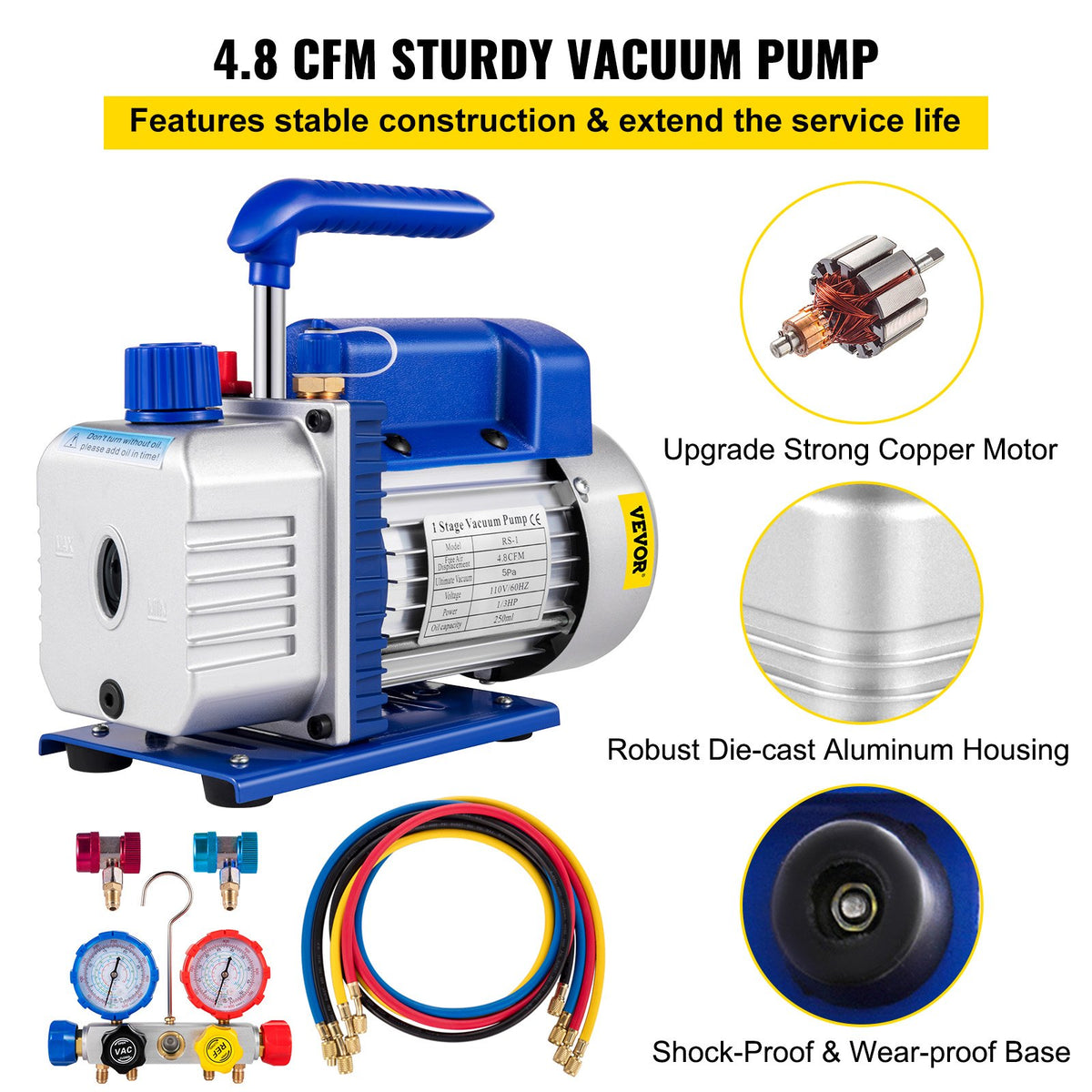 VEVOR A/C Vacuum Pumps - Select Your Configuration - MCKDZK44.8CFM7CNVV1 - view 3