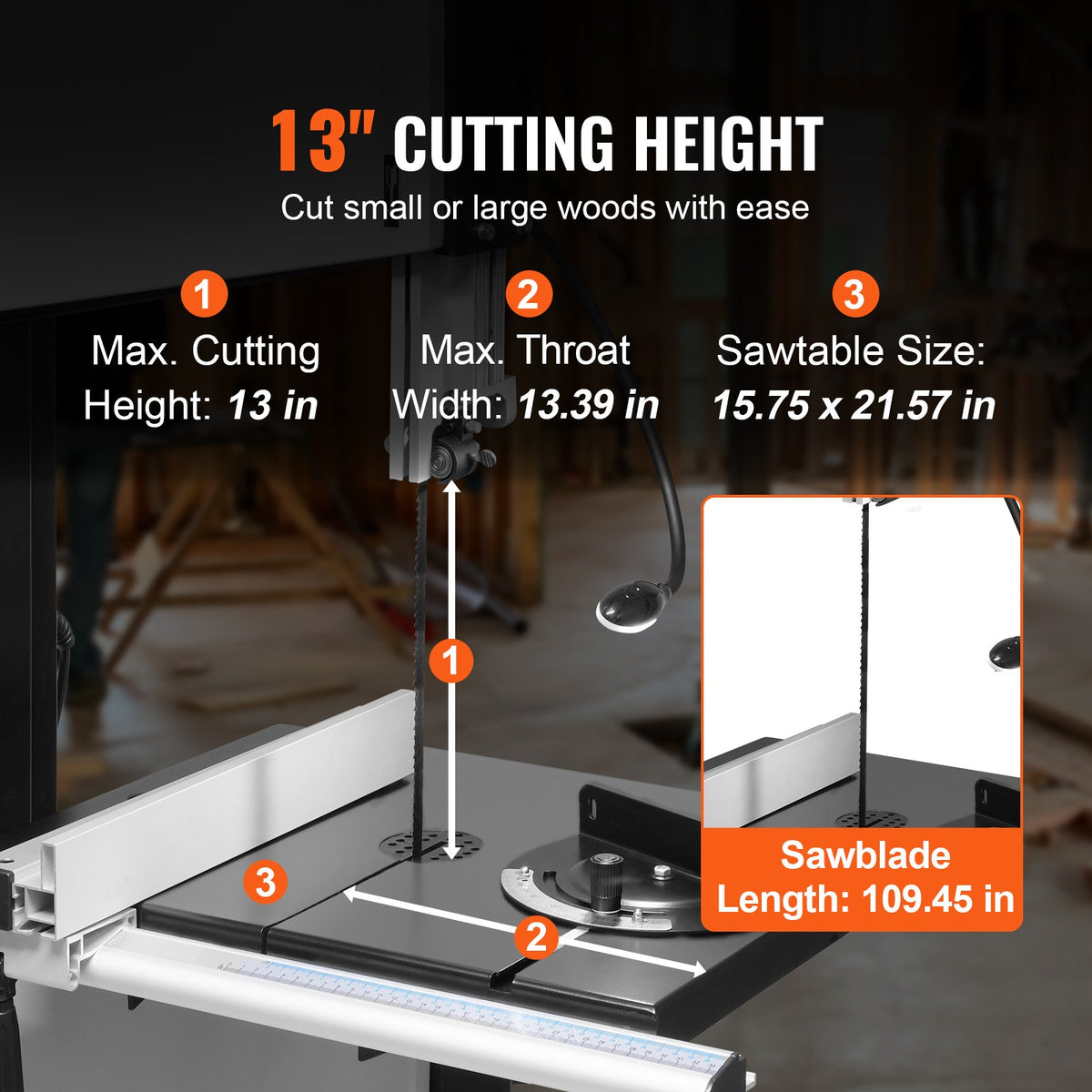 VEVOR Woodworking Bandsaw - Select Your Configuration - MCQGDJL1415HPTM7WV1 - view 3