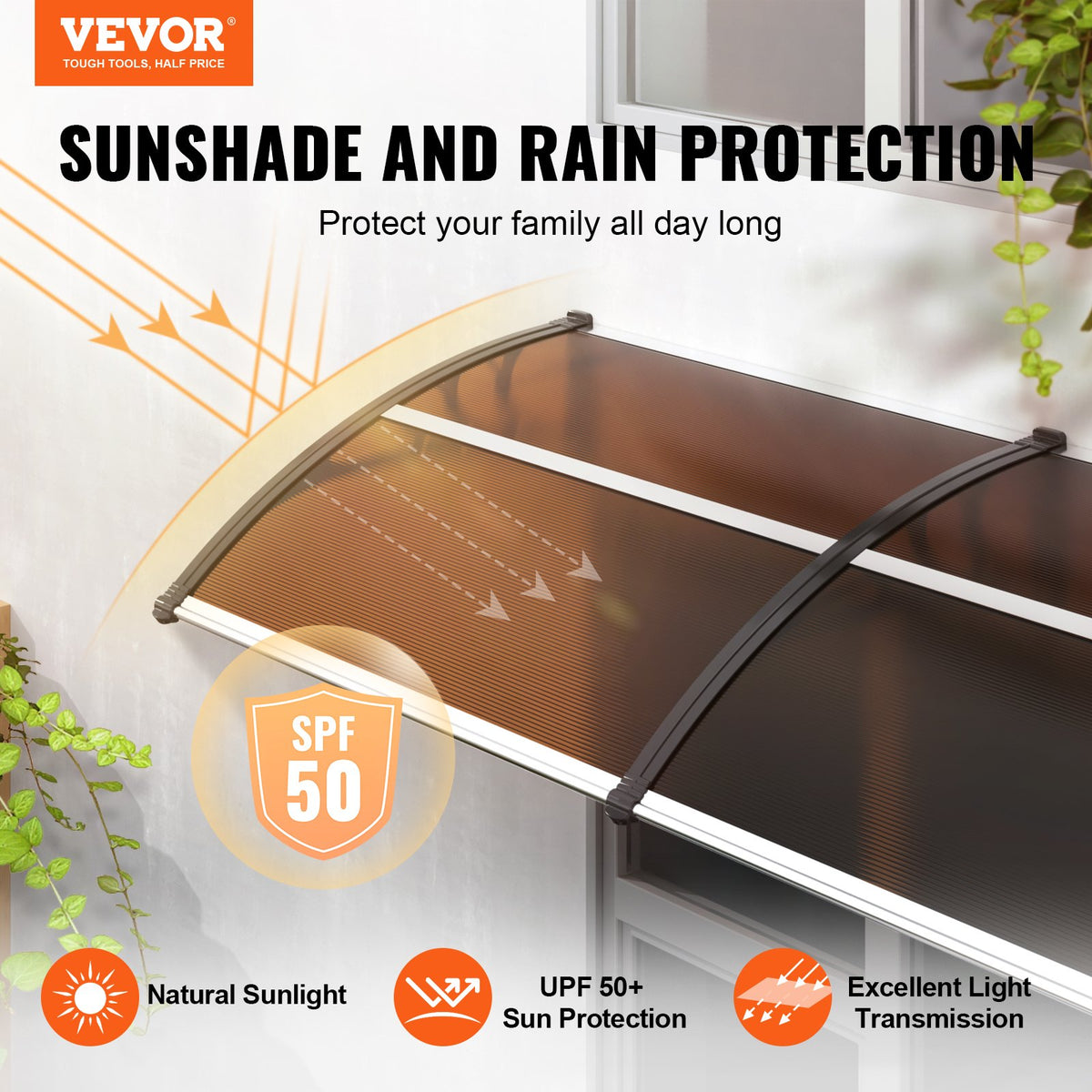 VEVOR Polycarbonate Awnings - Select Your Configuration - MCZYPYCZ40120RAR3V0 - view 2