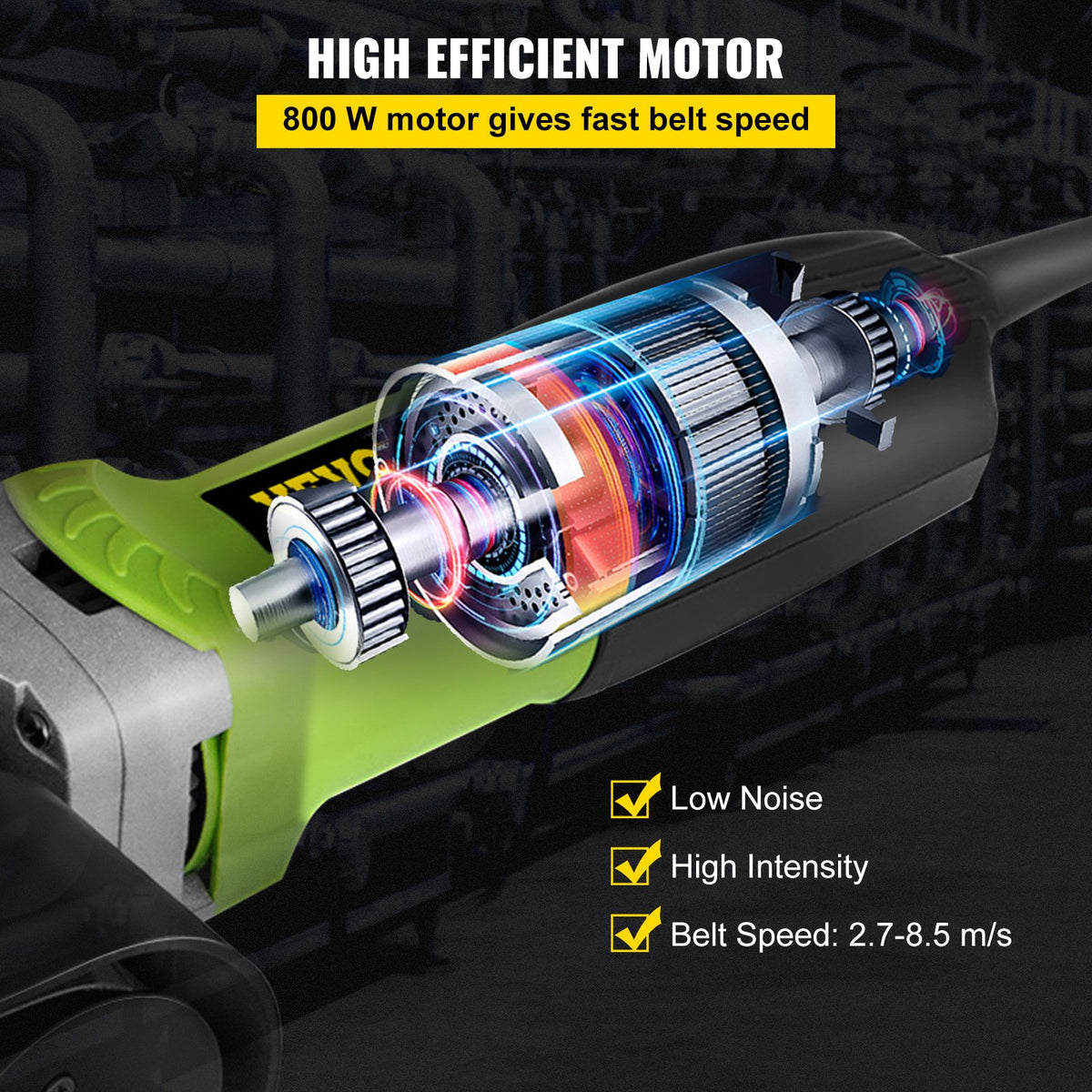 VEVOR Pipe Tube Polisher Sander 7\"/180 mm Max Pipe Diameter,Sander Polisher Grinder 110V 800W,Professional Belt Sander Grinding Machine 6 Speeds Adjustable,for Burnishing Finishing Stainless Steel - MDQYGDMJ000000001V1 - view 3