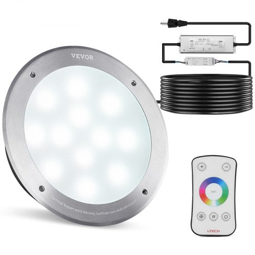 VEVOR 120V AC LED Pool Light, 10in 40W, RGBW Color Changing Inground Swimming Pool Spa Light Underwater, with 100 FT Cord Remote Control, Fit for 10 in Large Wet Niches, IP68 & - MDSYCD110V10GNMLKV1 - view 1