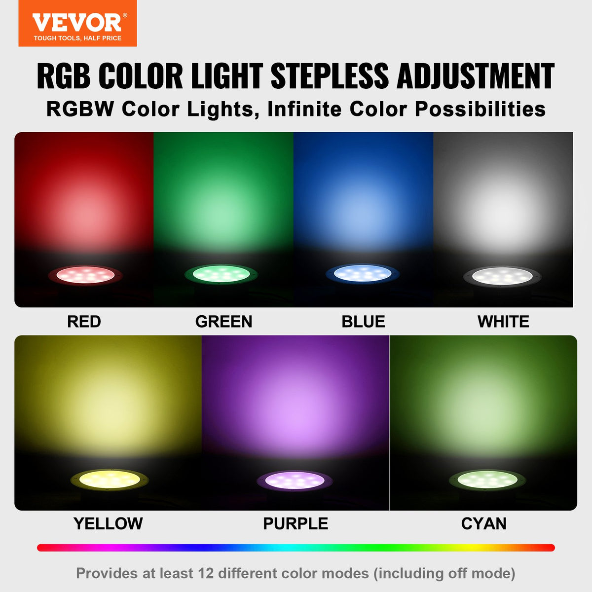 VEVOR 120V AC LED Pool Light, 10in 40W, RGBW Color Changing Inground Swimming Pool Spa Light Underwater, with 100 FT Cord Remote Control, Fit for 10 in Large Wet Niches, IP68 & - MDSYCD110V10GNMLKV1 - view 2