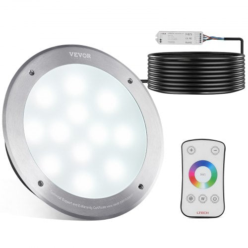 VEVOR 12V LED Pool Illumination, 10 Inch 40W, RGBW Hue Shift for Inground Pools & Spas, Includes 100 FT Cord & Remote, Suits 10 in Wet Niches, IP68 - MDSYCD12V100JZUEAV9 - view 1