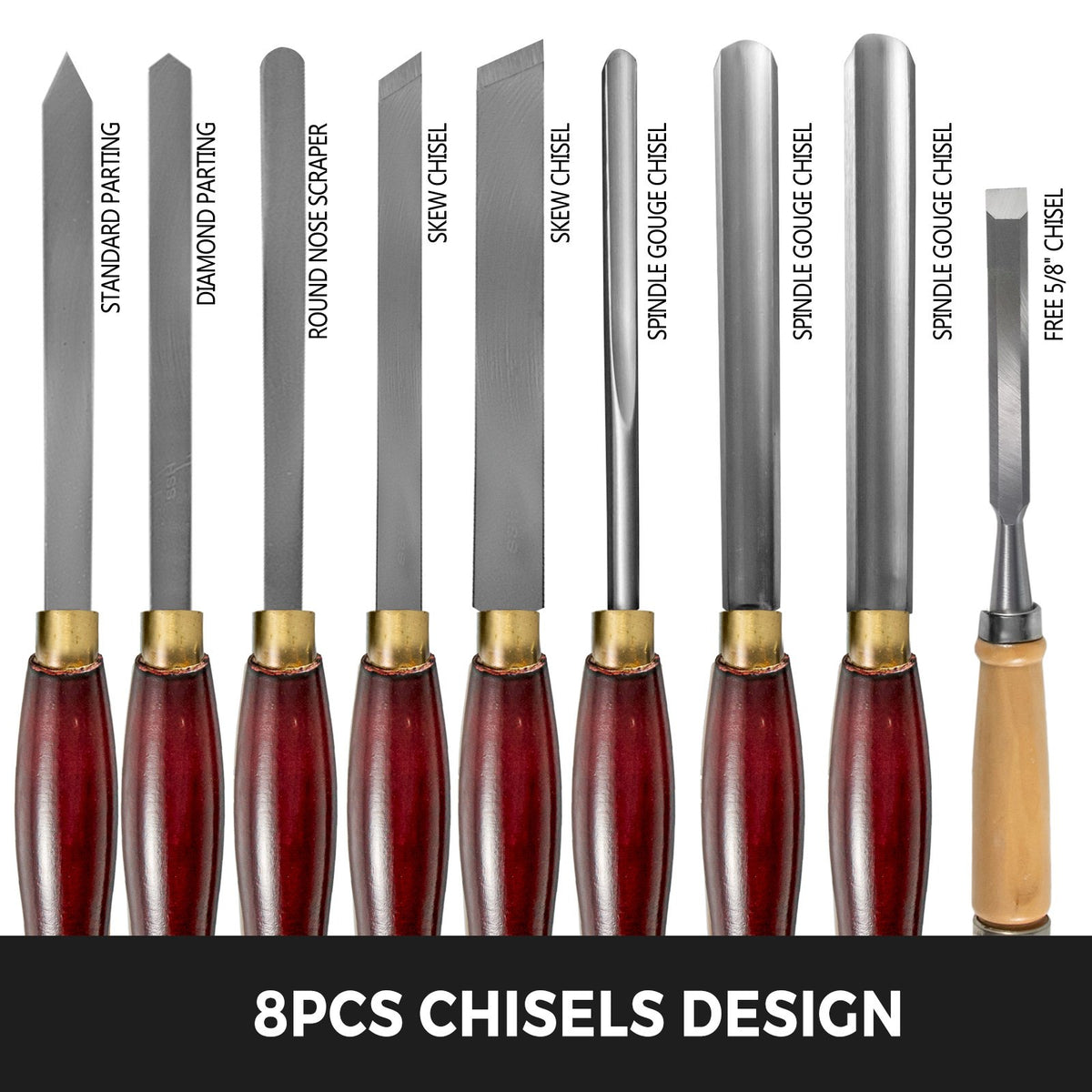 VEVOR Wood Lathe Turning Tools - Select Your Configuration - MGCD8PCSMGCCZHBT1V0 - view 3