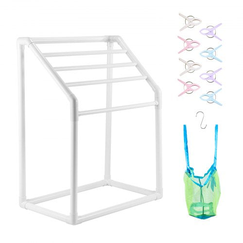 VEVOR Towel Rack, 5 Bars Outdoor PVC Towel Holder, Freestanding Pool Towel Hanger Stand with Clips, Bag & Hook, Outdoor Indoor Quilt Drying Rack Organizer, Ideal for Poolside, - MJJBSTXGBDDW50V7JV0 - view 1