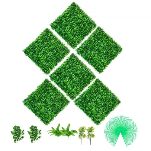 VEVOR Artificial Boxwood Panels, 6 PCS 20\"x20\" Boxwood Hedge Wall Panels, PE Artificial Grass Backdrop Wall 1.6\", Privacy Hedge Screen for Decoration of Outdoor, Indoor, - MLC20206PC400O5TNV0 - view 1