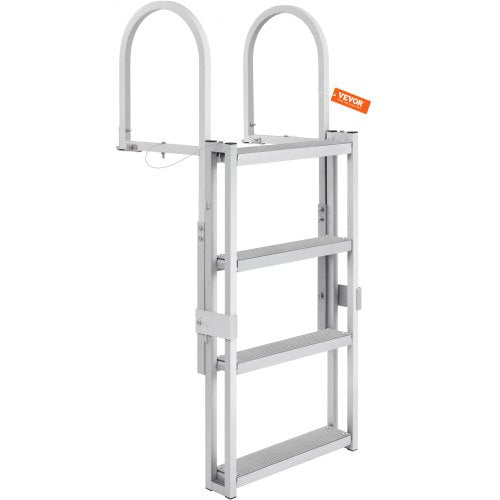 VEVOR Dock Ladder, Retractable 4 Steps, 350 lbs Load Capacity, Aluminum Alloy Pontoon Boat Ladder with 55.1''-67.1'' Adjustable Height, 4'' Wide Step & Rubber Mat, for - MTZTSSSWJFHXJIYZIV0 - view 1