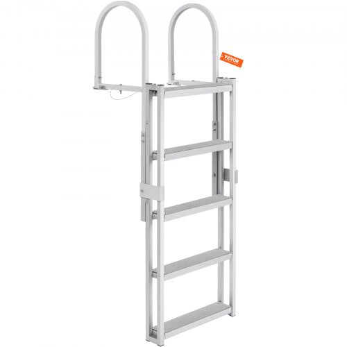 VEVOR Dock Ladder, Retractable 5 Steps, 350 lbs Load Capacity, Aluminum Alloy Pontoon Boat Ladder with 66.9''-78.9'' Adjustable Height, 4'' Wide Step & Mat, for - MTZTSSSWJFHXJQFTNV0 - view 1