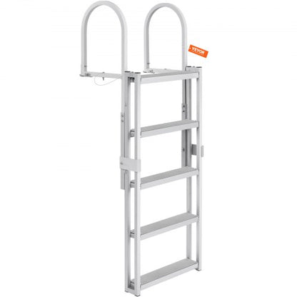 VEVOR Dock Ladder, Retractable 5 Steps, 350 lbs Load Capacity, Aluminum Alloy Pontoon Boat Ladder with 66.9''-78.9'' Adjustable Height, 4'' Wide Step & Mat, for - MTZTSSSWJFHXJQFTNV0 - view 1