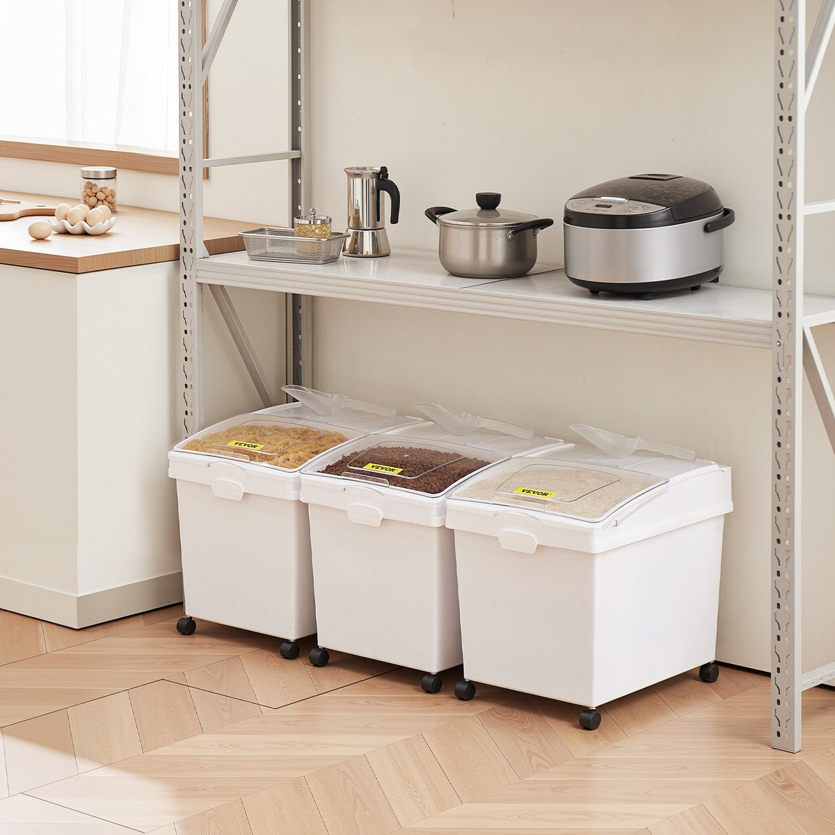 VEVOR Rolling Ingredient Storage Bins, 3-Pack, 40 L Each - product view