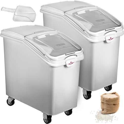 VEVOR 2x Ingredient Bin With Casters 21 Gallon Food Safe Restaurant Kitchen Flour Bins - MX750X340X730MMX2V0 - view 1
