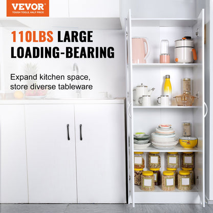 VEVOR Kitchen Pantry Cabinet, 60" Tall Food Pantry Storage Cabinet, 110LBS Freestanding Storage Cabinet Cupboard with 3 Shelves(2 Adjustable), Engineered Wood Utility Pantry for - MZDKCWJ12DX24DLQCV0 - view 2