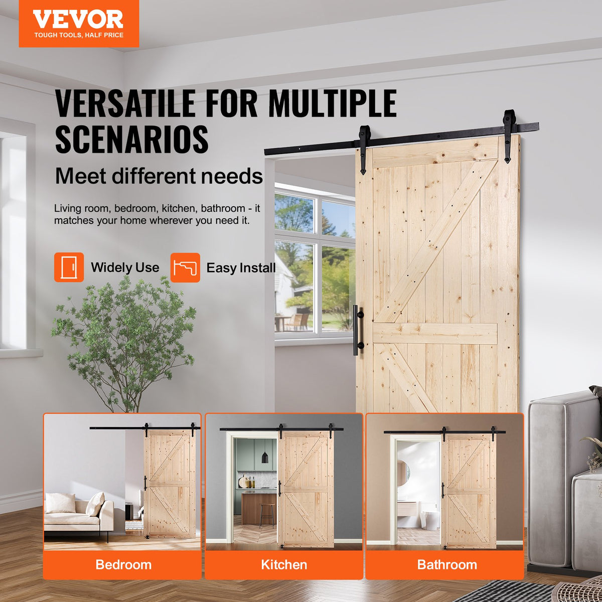 VEVOR Non-folding Barn Door - Select Your Configuration - MZGCMTZYS428ATCGPV0 - view 2