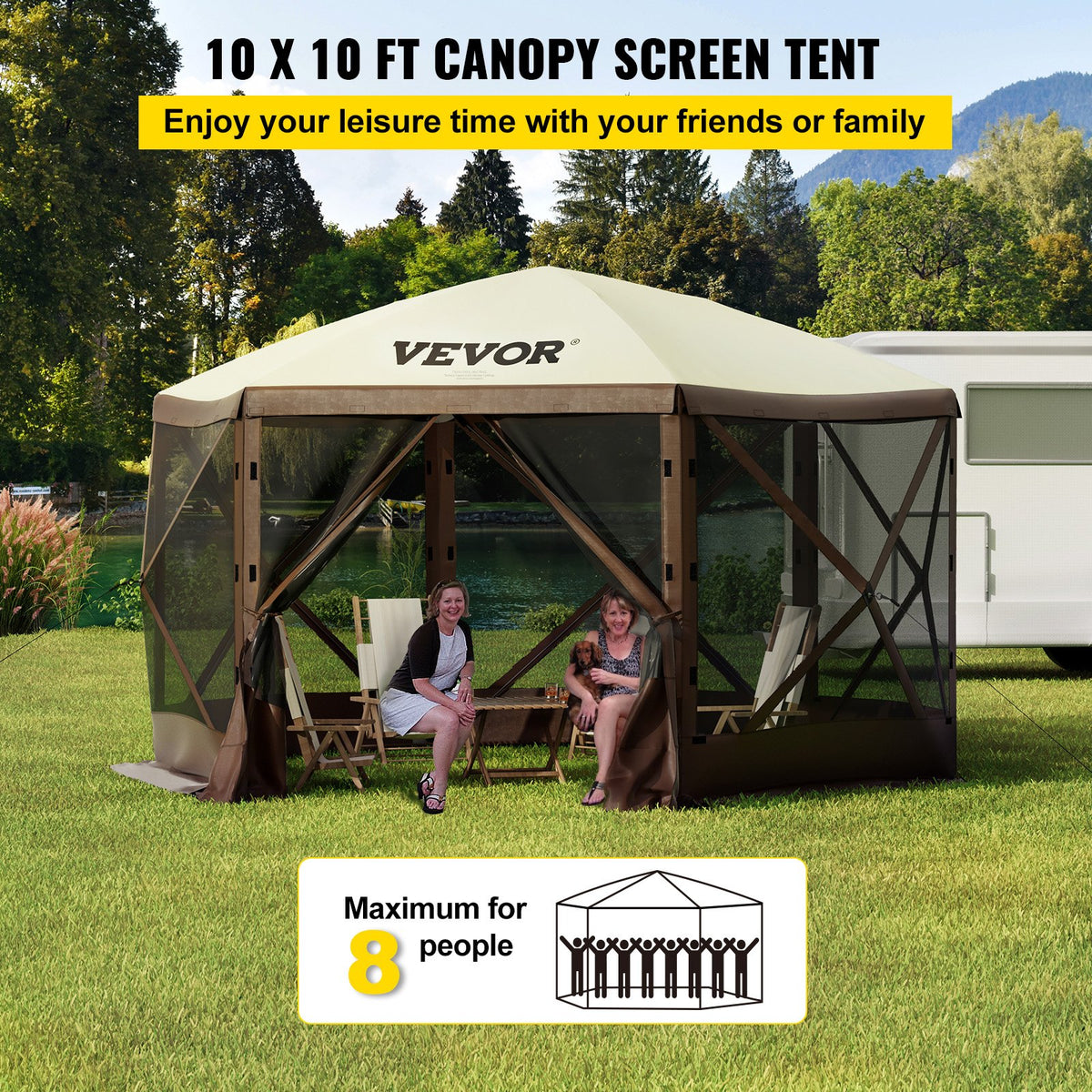 VEVOR Camping Gazebo Screen Tent - Select Your Configuration - MZY610FT10FT67P5KV0 - view 2