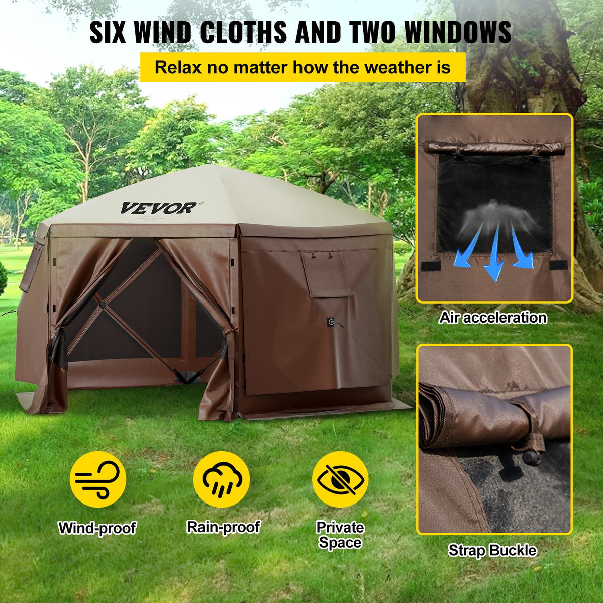 VEVOR Camping Gazebo Screen Tent - Select Your Configuration - MZY610FT10FT67P5KV0 - view 3