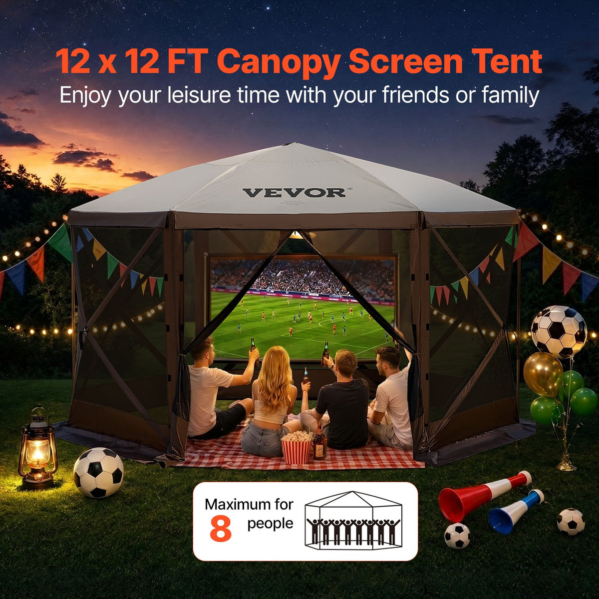 VEVOR Camping Gazebo Screen Tent - Select Your Configuration - MZY612FT12FT604DRV0 - view 2