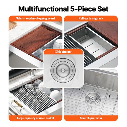 VEVOR Stainless Steel Built-in Kitchen Sink - Select Your Configuration - NSSC33YCYTJ02L4PRV0 - view 3