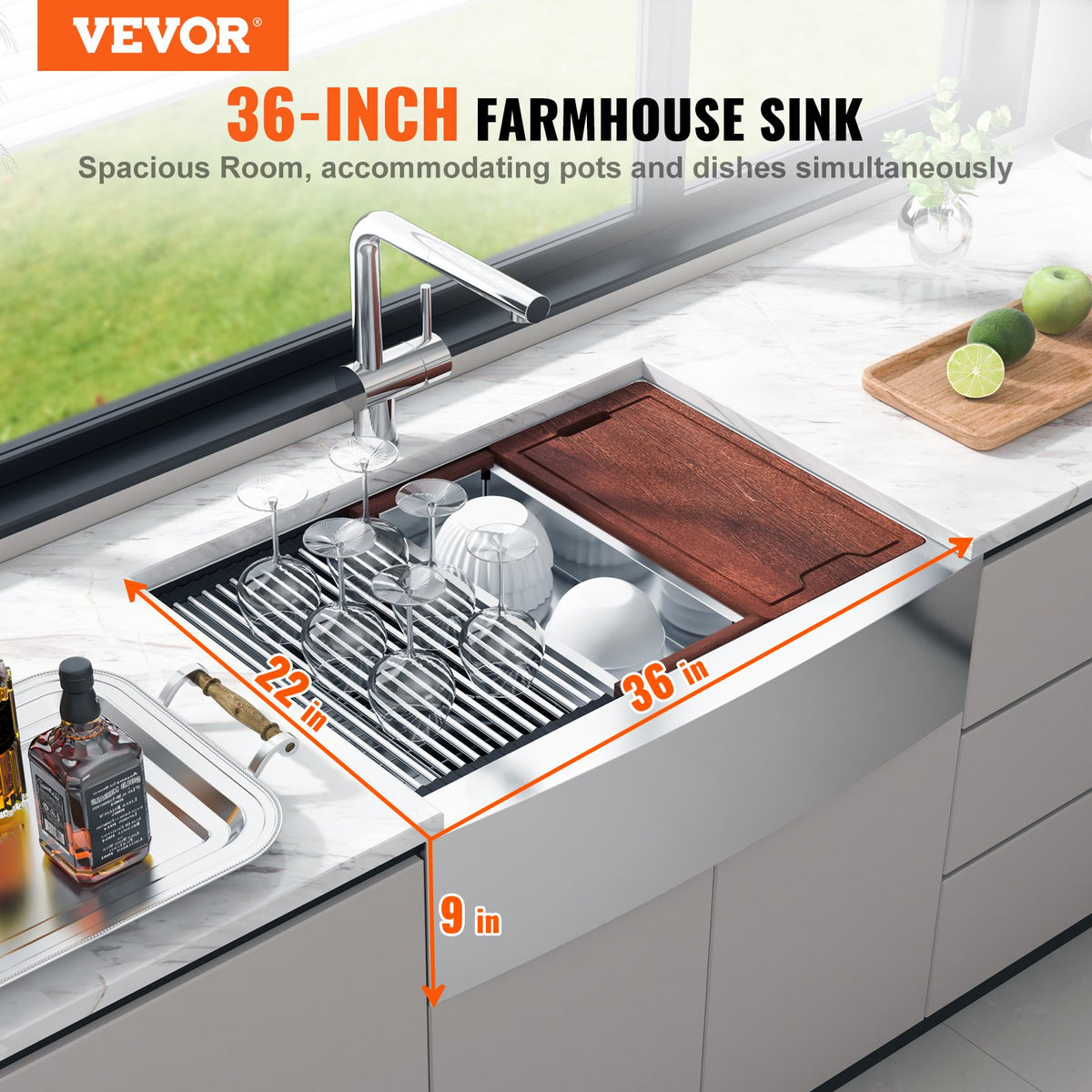 VEVOR Stainless Steel Built-in Kitchen Sink - Select Your Configuration - NSSC36YCYTJ0XIDTRV0 - view 2