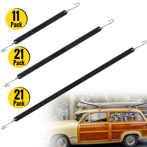 VEVOR Rubber Bungee Cords, 53 Pcs Heavy Duty Tarp Straps with Stainless Steel Crimped S Hooks, Weatherproof Elastic Tie Down Straps for Flatbed Trailers, Canvases and Cargo - PBTCFSD1510PCGANAV0 - view 1