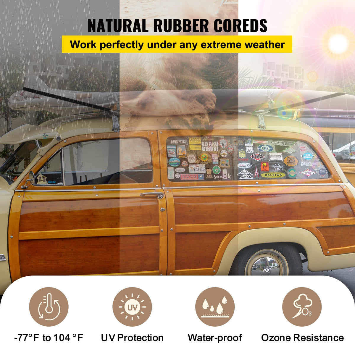 VEVOR Rubber Bungee Cords, 53 Pcs Heavy Duty Tarp Straps with Stainless Steel Crimped S Hooks, Weatherproof Elastic Tie Down Straps for Flatbed Trailers, Canvases and Cargo - PBTCFSD1510PCGANAV0 - view 3