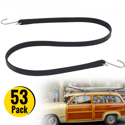 VEVOR Rubber Bungee Cords, 53 Pcs Heavy Duty Tarp Straps with Stainless Steel Crimped S Hooks, Weatherproof Elastic Tie Down Straps for Flatbed Trailers, Canvases and Cargo - PBTCFSDGB3150CSPAV0 - view 1