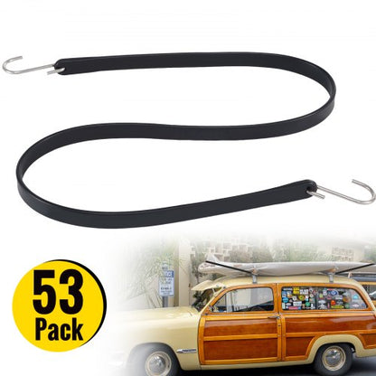 VEVOR Rubber Bungee Cords, 53 Pcs Heavy Duty Tarp Straps with Stainless Steel Crimped S Hooks, Weatherproof Elastic Tie Down Straps for Flatbed Trailers, Canvases and Cargo - PBTCFSDGB3150CSPAV0 - view 1