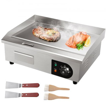 VEVOR Commercial Electric Griddle, 21", 1600W Countertop Flat Top Grill, Stainless Steel Teppanyaki Grill with Non Stick Iron Cooking Plate, 122-572℉ Adjustable Temp Control 2 - PDDBLDQ2210MMOPHZV1 - view 1