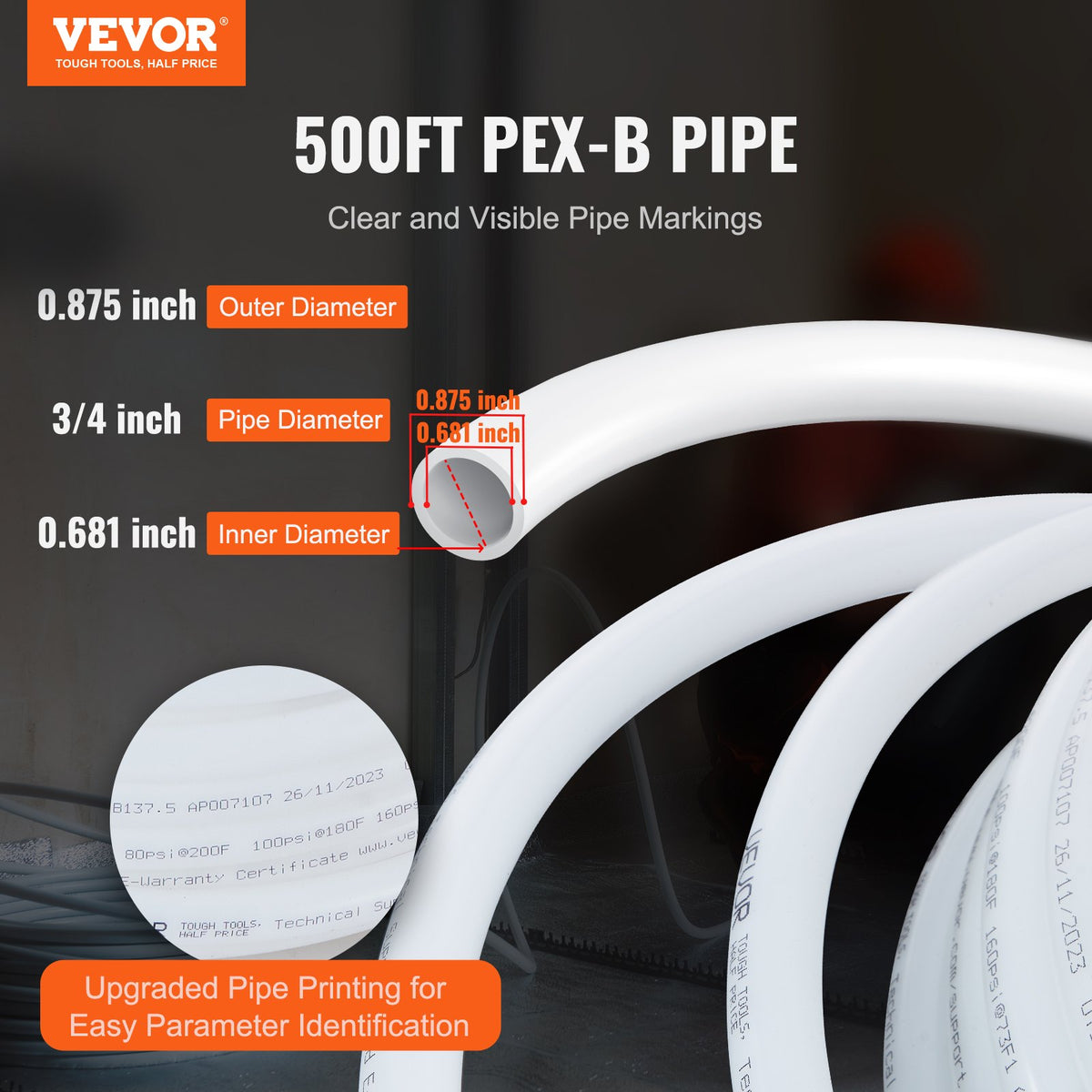 VEVOR PEX Tube - Select Your Configuration - PEXBGBS500FTGWGRXV0 - view 2