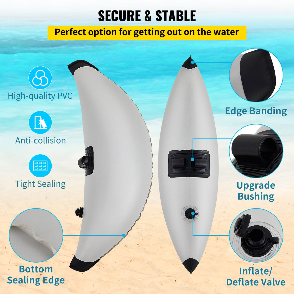 VEVOR Kayak Outrigger Stabilizers, 2 PCS, PVC Inflatable Outrigger Float with Sidekick Arms Rod, Standing Float Stabilizer System Kit for Kayaks, Canoes, Fishing Boats - PHTZTWDQTZBDDVJK5V0 - view 3