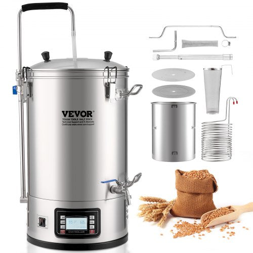 VEVOR Electric Brewing System, 8 Gal/30 L Brewing Capacity, All-in-One Home Beer Brewer with Pump, Mash Boil Device with Panel, Auto/Manual Mode 100-1800W Power 25-100℃ Temp 1-180 - PJNJQBXGM110V8Q06V1 - view 1