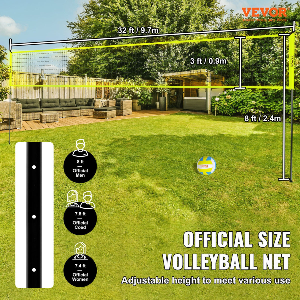 VEVOR Volleyball and Badminton Combo Set
