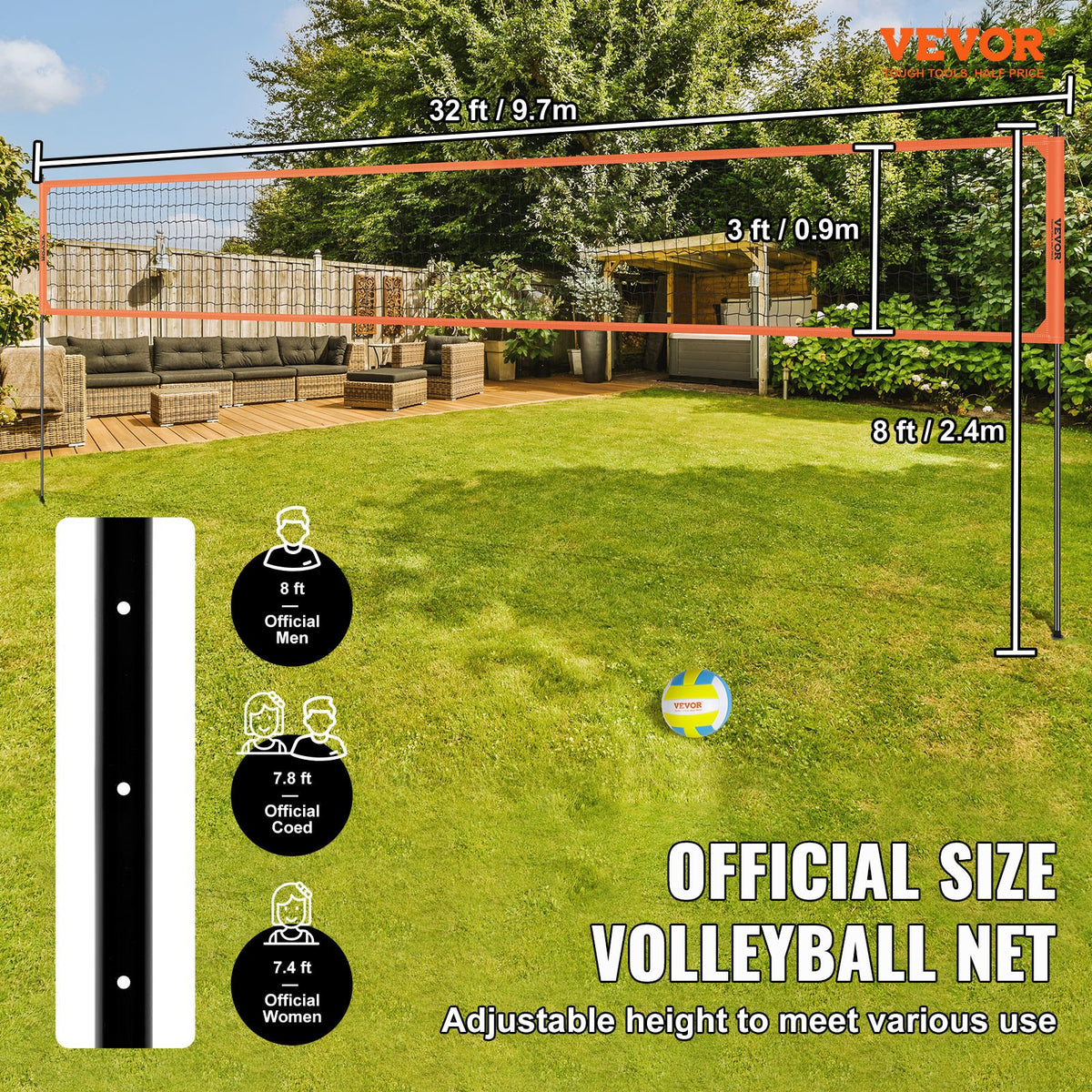 VEVOR Volleyball and Badminton Combo Set