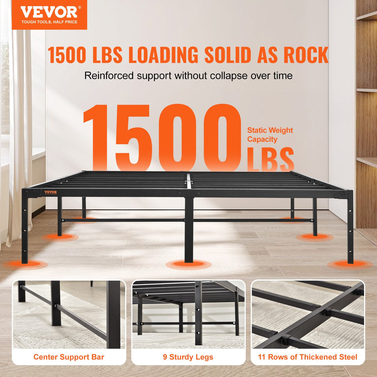 VEVOR Metal Platform Beds - Select Your Configuration - PTCJ14YCQUEE8EMWVV0 - view 2