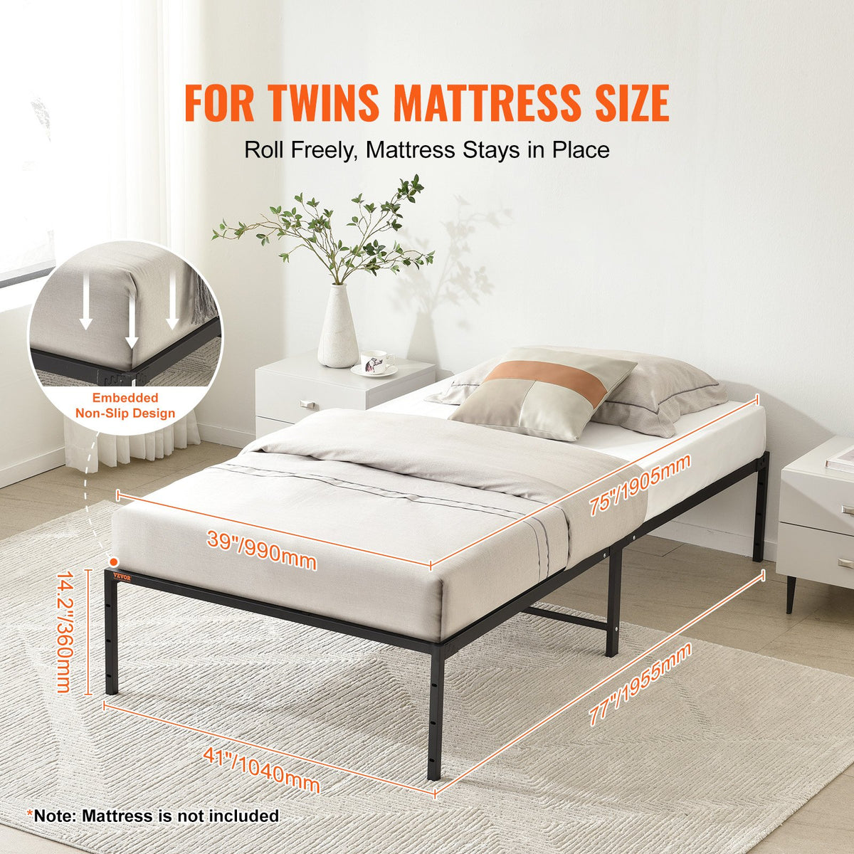 VEVOR Metal Platform Beds - Select Your Configuration - PTCJ14YCTWIN1ZTY0V0 - view 3