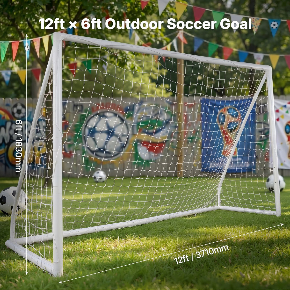 VEVOR Portable Soccer Goal, 12x6 ft Soccer Net, Adults Kids Backyard Soccer Net, Large Practice Soccer Net, Youth Training Soccer Goal Set, All-Weather Outdoor Soccer Goals with - PVCZQMPVC1262YDO0V0 - view 2