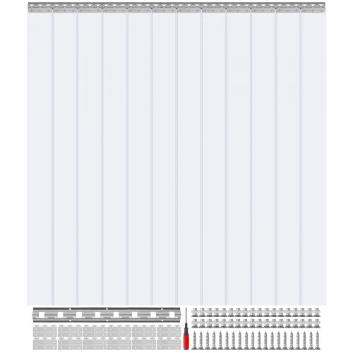 VEVOR Strip Curtain, 96" Height x 72" Width, 0.08" Thickness, 12PCS Clear PVC Strip Door Curtain, Freezer Curtain, Plastic Door Strips for Walk in Freezers, Coolers & Warehouse Doors, with 50% Overlap - PZMLPZGHMPTLGE0VXV0 - view 1
