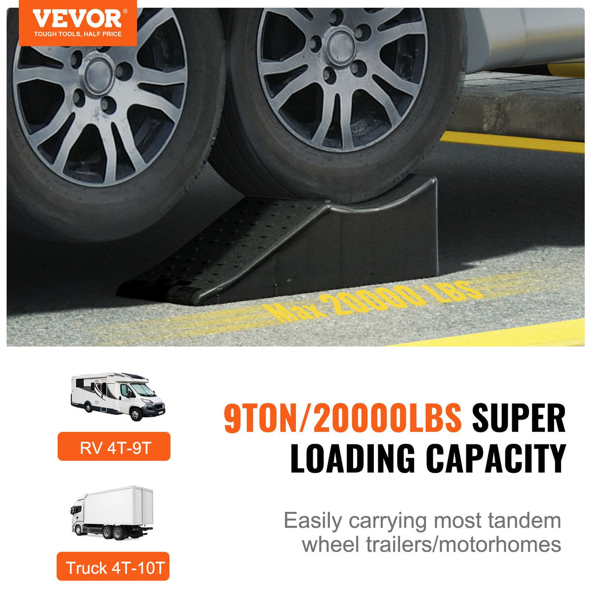 Vehicle Ramp, Single Unit Auto Service Ramp, 20000 lbs/9 ton Load Limit, 5.5" Elevation Auto Ramp, Robust Tire Ramp for Routine Car Care and Vehicle Upkeep - Q2000055INCH1XYL3V0 - view 2